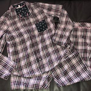 Victoria’s Secret pink plaid flannel pajama set S